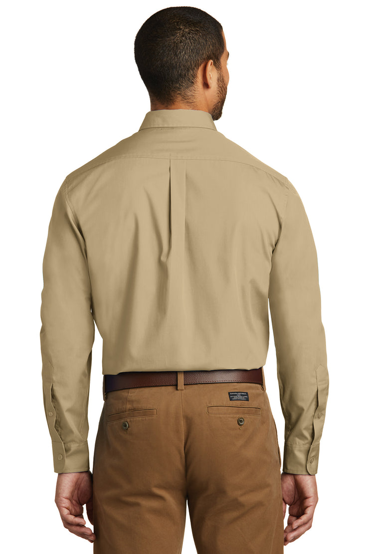 Men's Long Sleeve Carefree Poplin Shirt W/ LOGO LEFT CHEST
